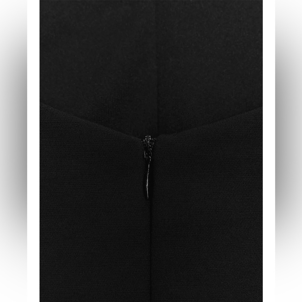 Zara NWT open bow back choker collar feel v neck black luxe thick mini dress - Picture 10 of 11